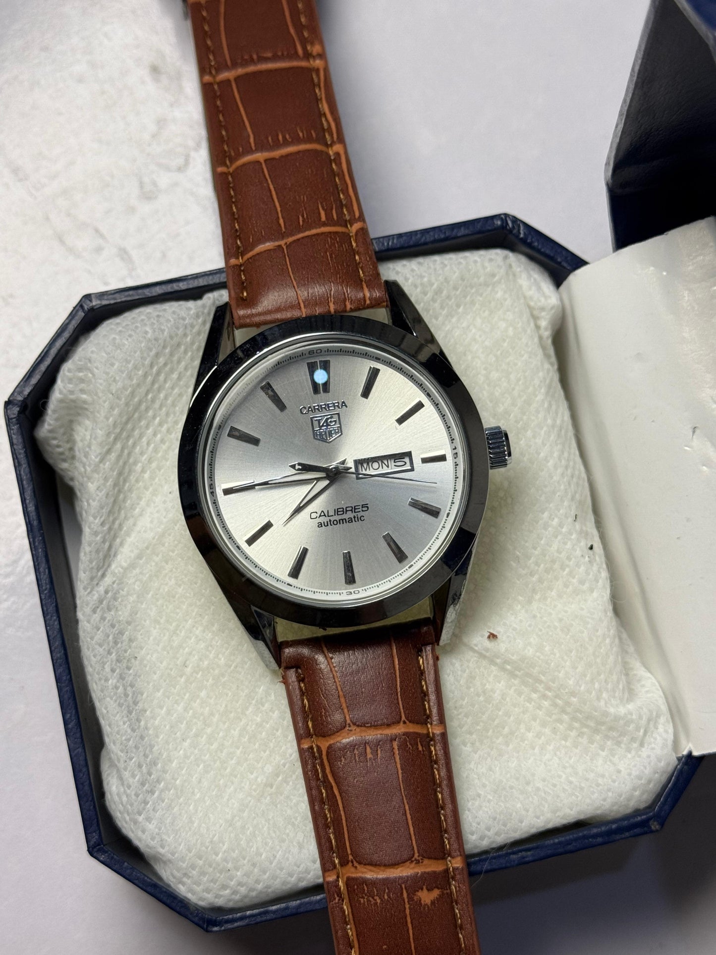 Carrera Leather Strap - white & Brown