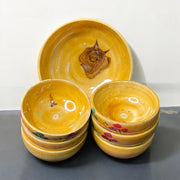 Painted Wooden Bowl Set – 7 Pieces