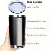 20oz Stainless Steel Vacuum Insulated Tumbler Double Wall Thermos Travel Car Mug Water Coffee Cup for Ice Drink & Hot Beverage
