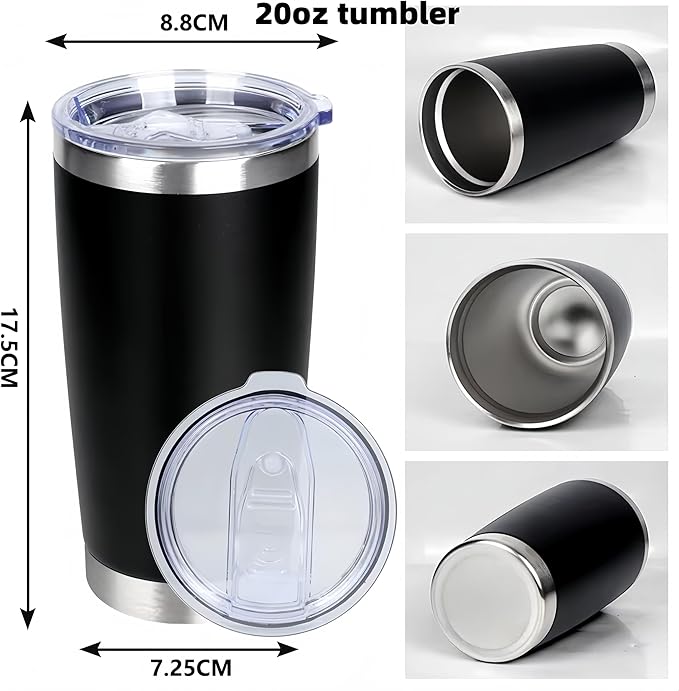 20oz Stainless Steel Vacuum Insulated Tumbler Double Wall Thermos Travel Car Mug Water Coffee Cup for Ice Drink & Hot Beverage