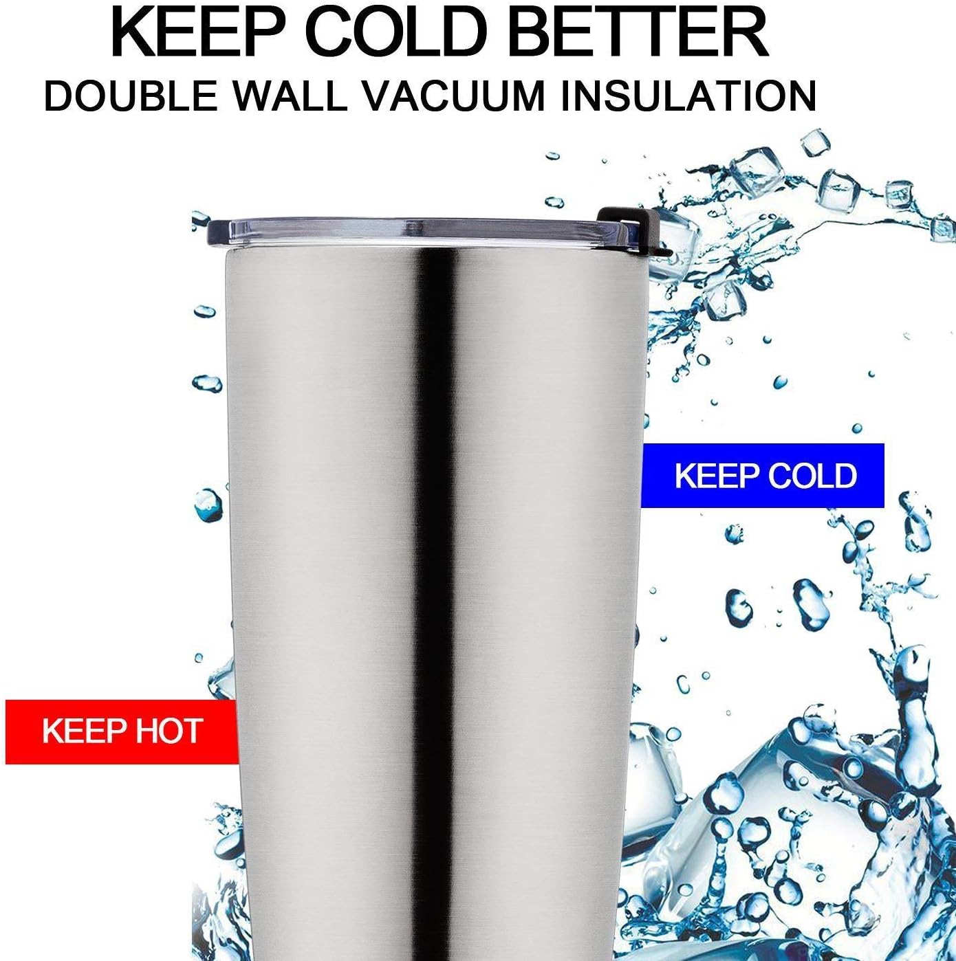 20oz Stainless Steel Vacuum Insulated Tumbler Double Wall Thermos Travel Car Mug Water Coffee Cup for Ice Drink & Hot Beverage
