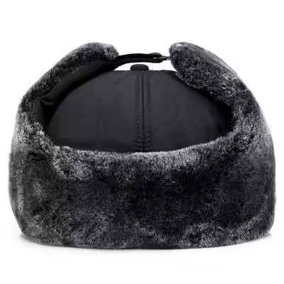 Winter Outdoor Warm Adjustable Black Furry Fluffy Ear Trapper Hat for Men, Women and Kids